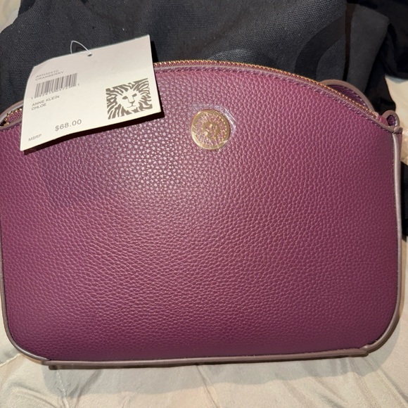 Anne Klein Handbags - Anne Klein Structured Burgundy Crossbody Bag with Gold Hardware